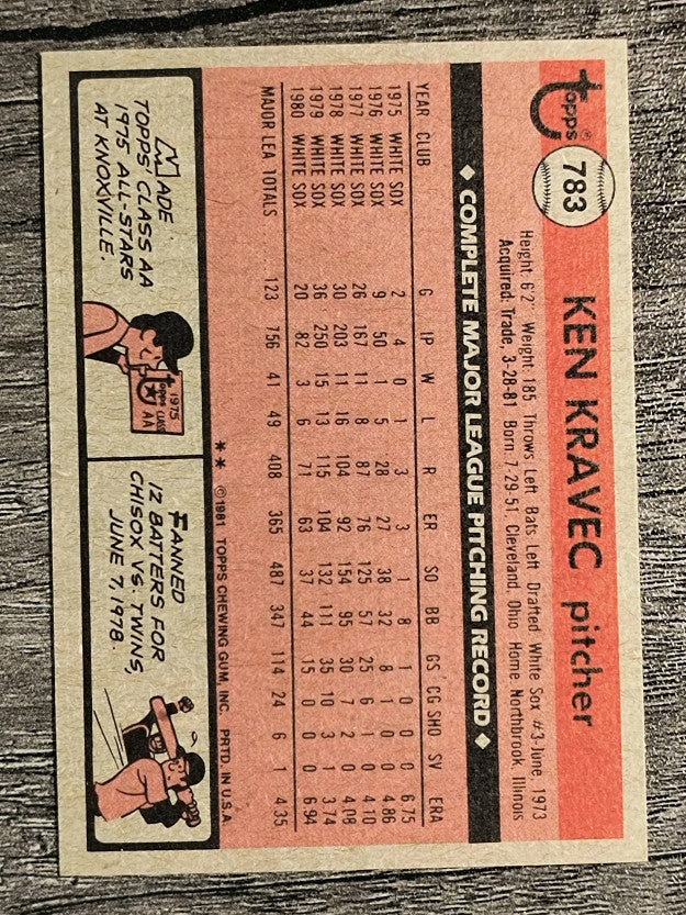 1981 Topps Traded #783 Ken Kravec