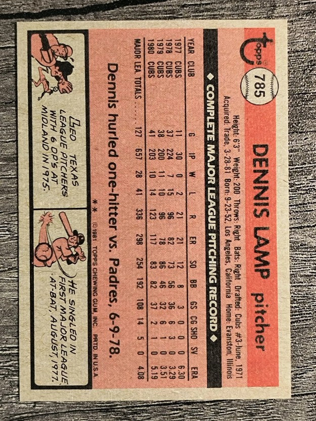 1981 Topps Traded #785 Dennis Lamp