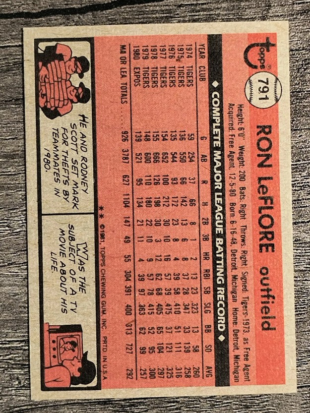 1981 Topps Traded #791 Ron LeFlore
