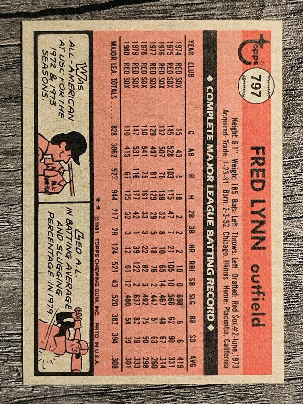 1981 Topps Traded #797 Fred Lynn