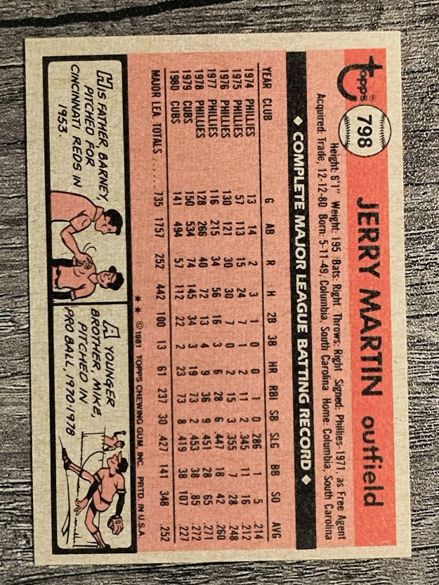 1981 Topps Traded #798 Jerry Martin