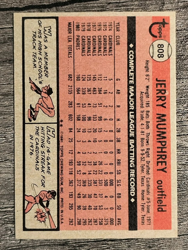 1981 Topps Traded #808 Jerry Mumphrey