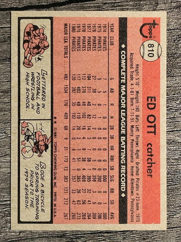 1981 Topps Traded #810 Ed Ott