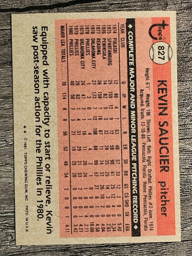 1981 Topps Traded #827 Kevin Saucier
