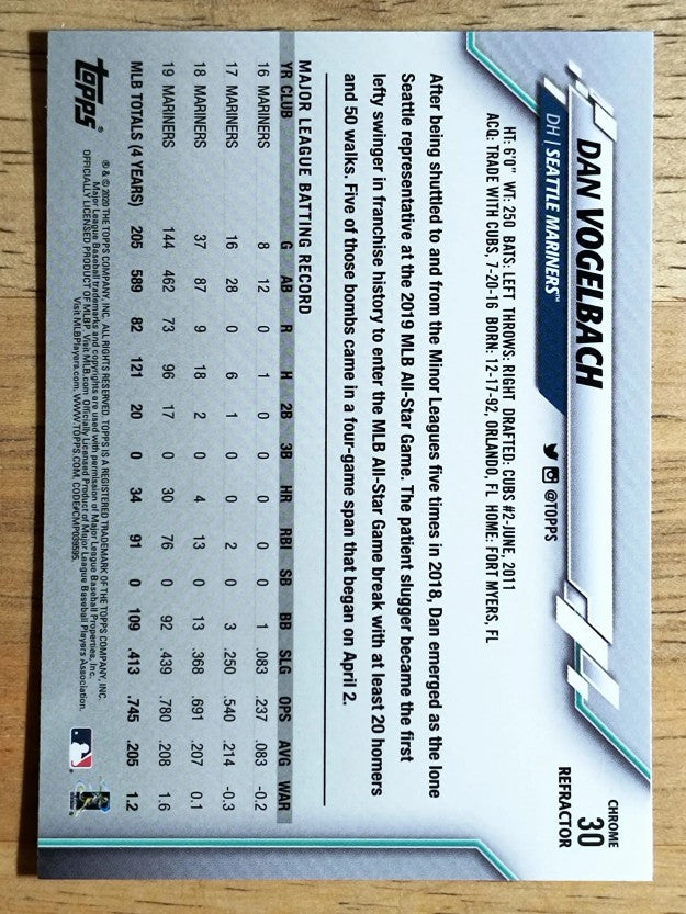 2020 Topps Chrome Refractors #30 Dan Vogelbach