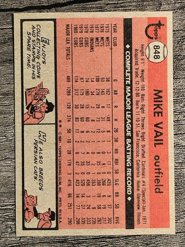 1981 Topps Traded #848 Mike Vail