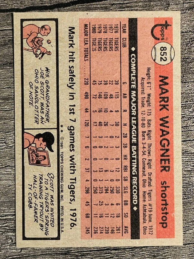 1981 Topps Traded #852 Mark Wagner