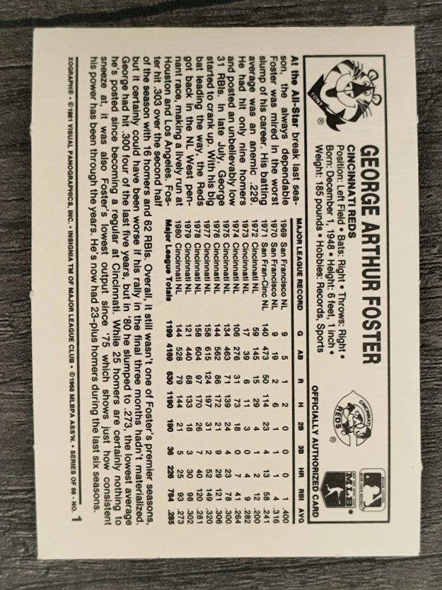 1981 Kellogg's #1 George Foster
