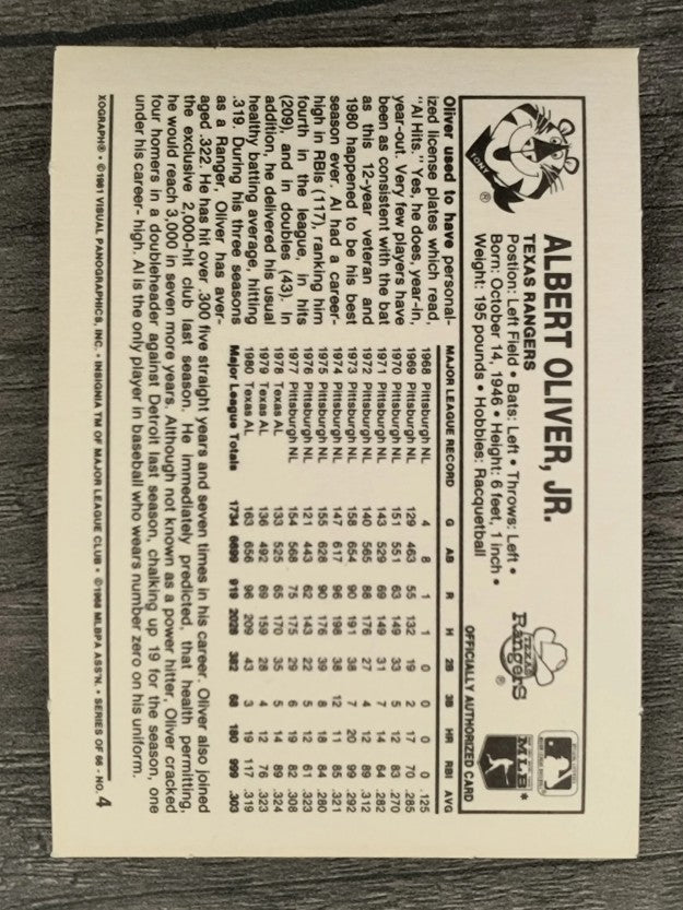 1981 Kellogg's #4 Al Oliver