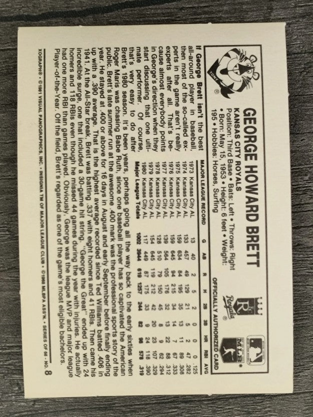 1981 Kellogg's #8 George Brett