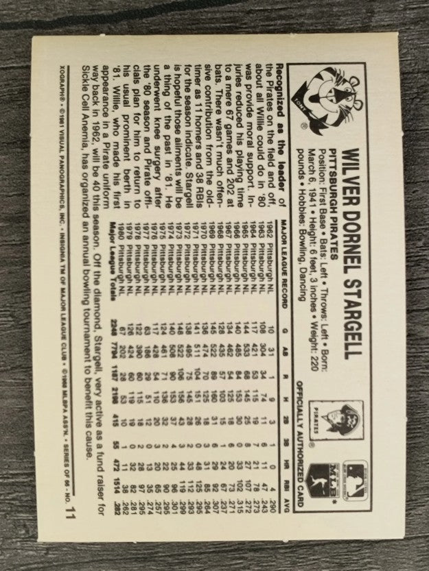 1981 Kellogg's #11 Willie Stargell