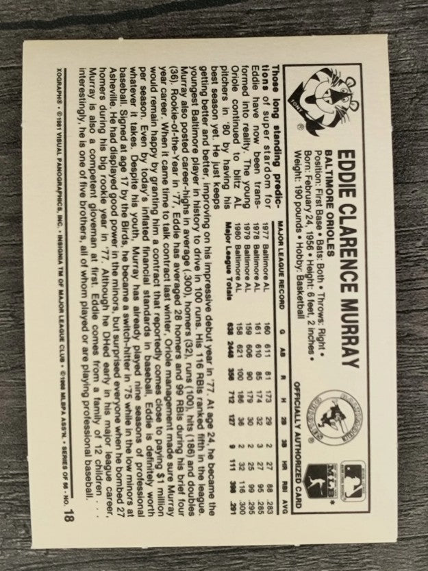 1981 Kellogg's #18 Eddie Murray