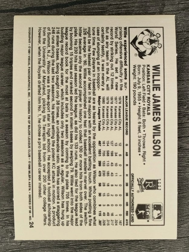 1981 Kellogg's #24 Willie Wilson