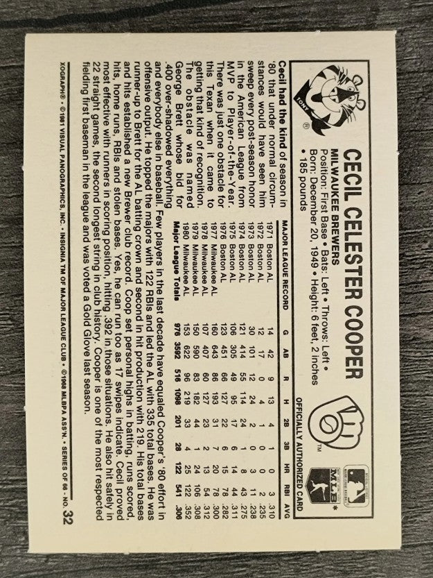 1981 Kellogg's #32 Cecil Cooper