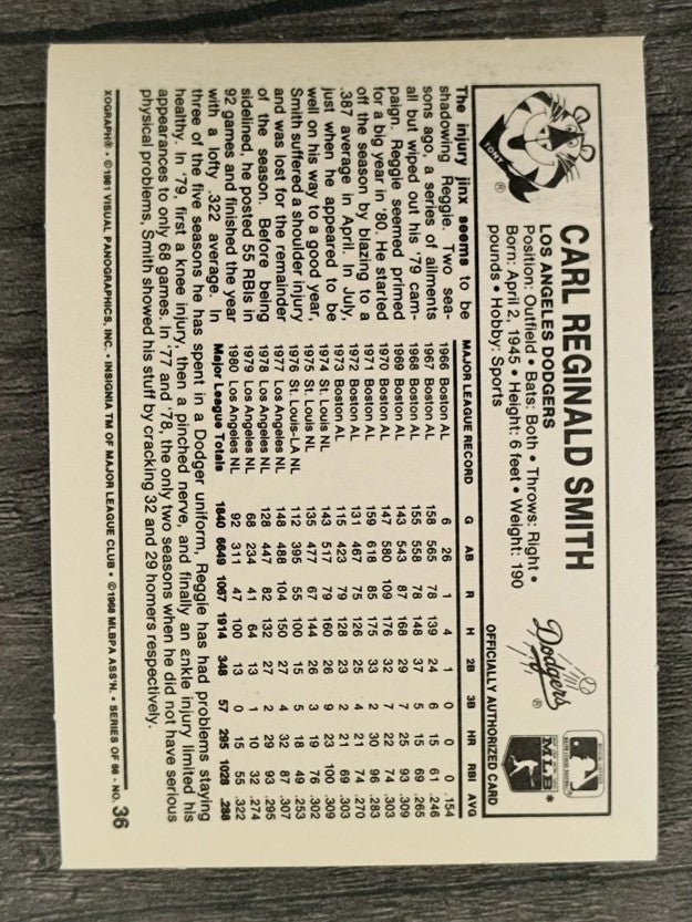 1981 Kellogg's #36 Reggie Smith