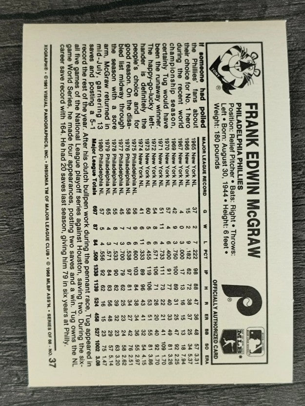 1981 Kellogg's #37 Tug McGraw