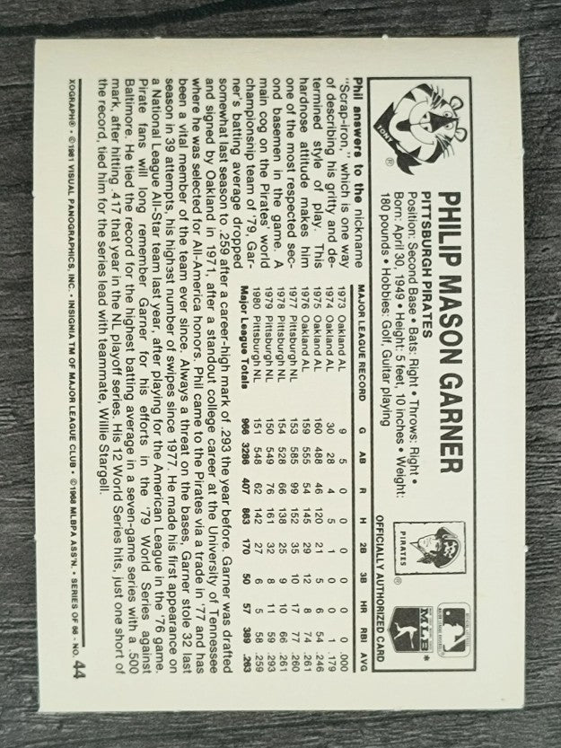 1981 Kellogg's #44 Phil Garner