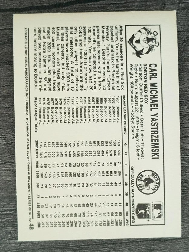 1981 Kellogg's #48 Carl Yastrzemski