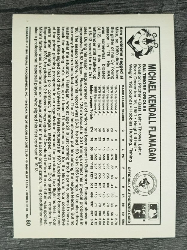1981 Kellogg's #60 Mike Flanagan