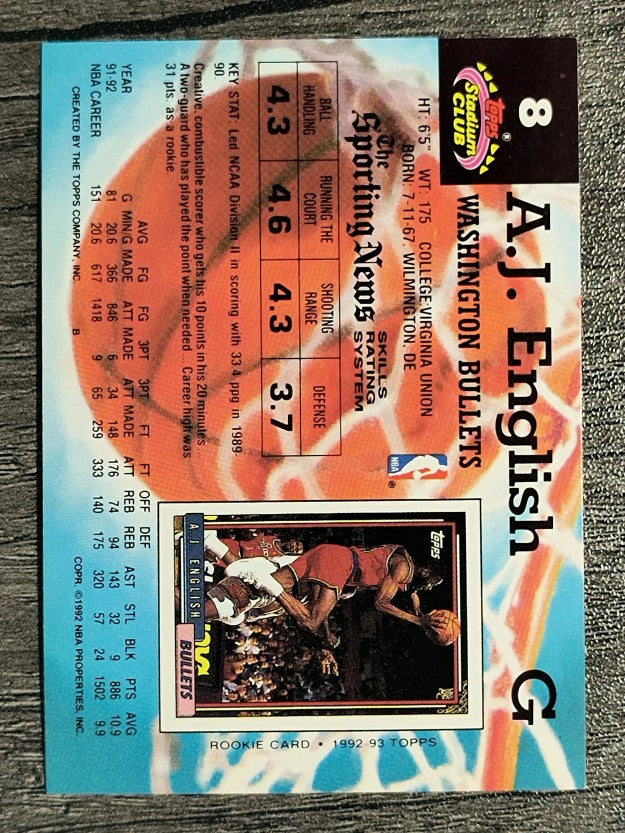1992-93 Stadium Club #8 A.J. English