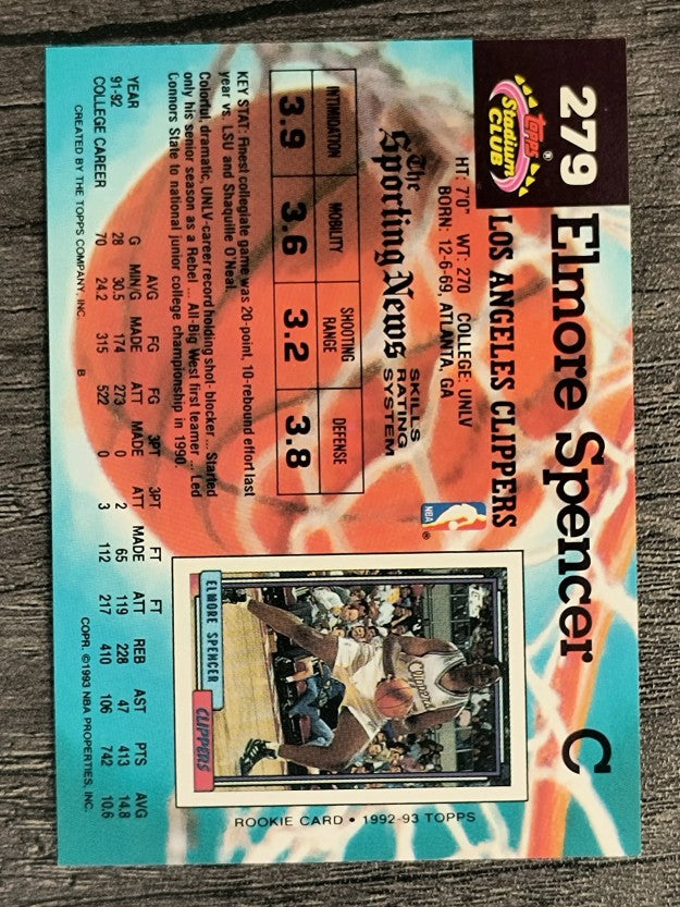 1992-93 Stadium Club #279 Elmore Spencer RC