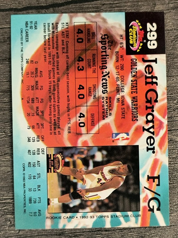1992-93 Stadium Club #299 Jeff Grayer