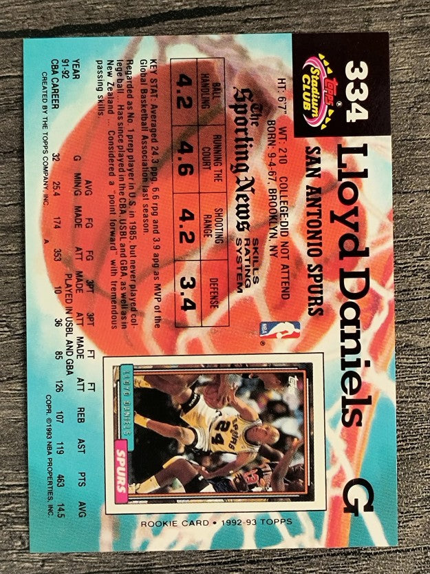 1992-93 Stadium Club #334 Lloyd Daniels RC