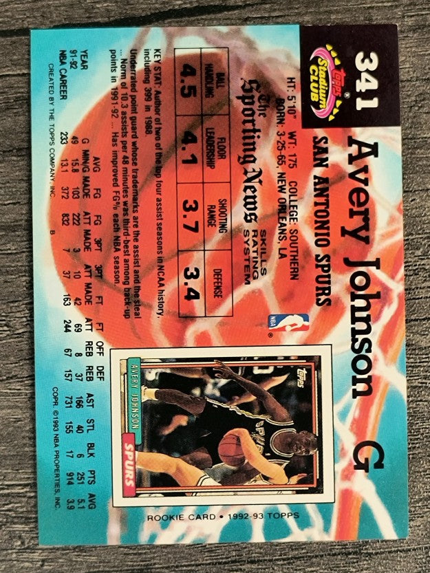 1992-93 Stadium Club #341 Avery Johnson