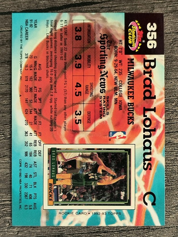 1992-93 Stadium Club #356 Brad Lohaus