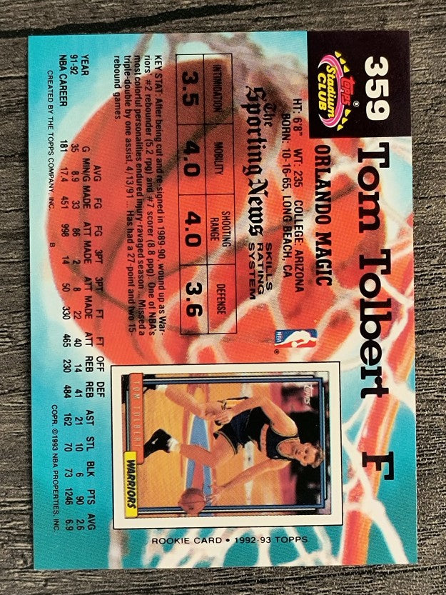 1992-93 Stadium Club #359 Tom Tolbert