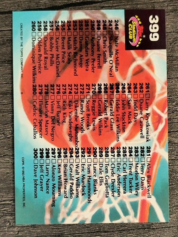 1992-93 Stadium Club #399 Checklist 201-300