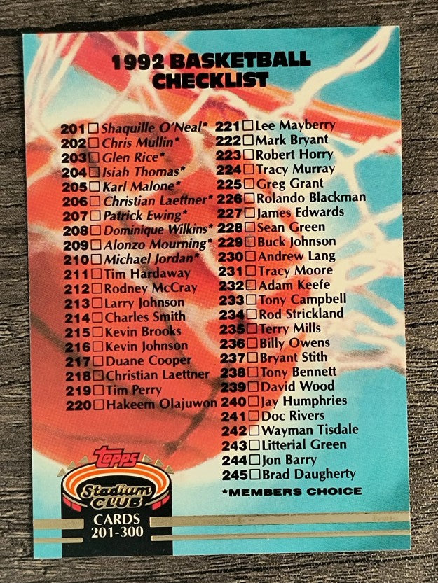 1992-93 Stadium Club #399 Checklist 201-300