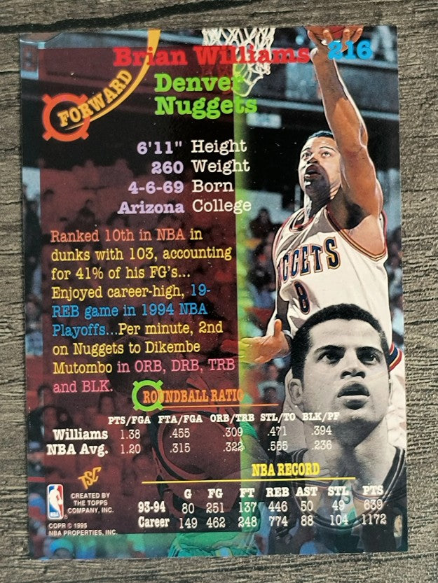 1994-95 Stadium Club #216 Brian Williams