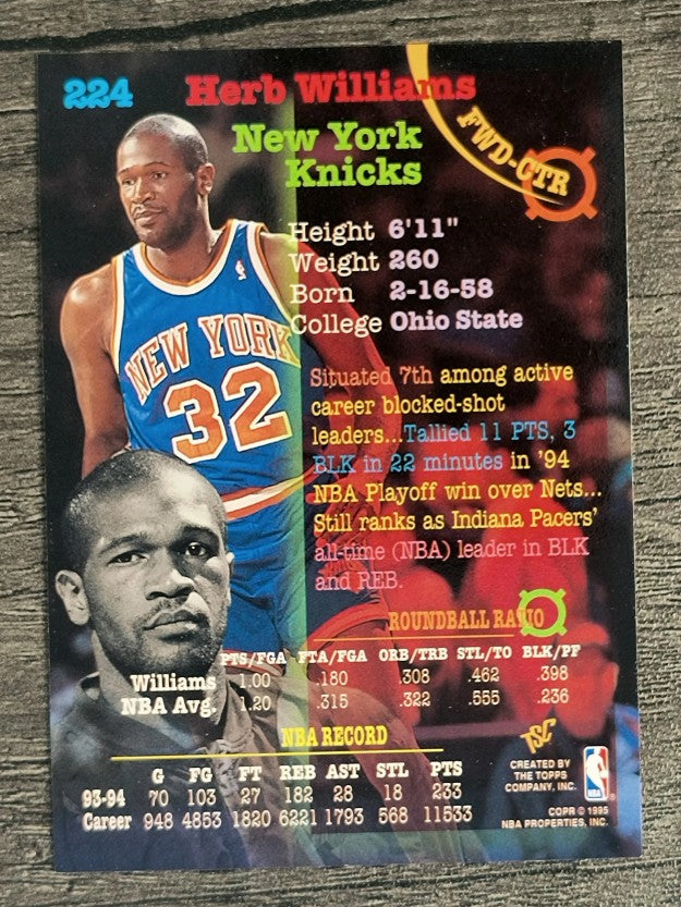 1994-95 Stadium Club #224 Herb Williams
