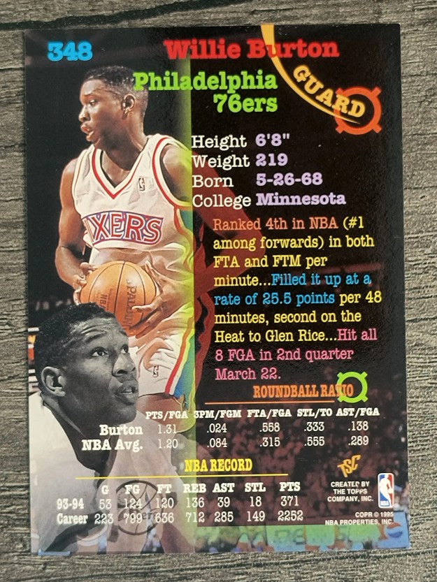 1994-95 Stadium Club #348 Willie Burton