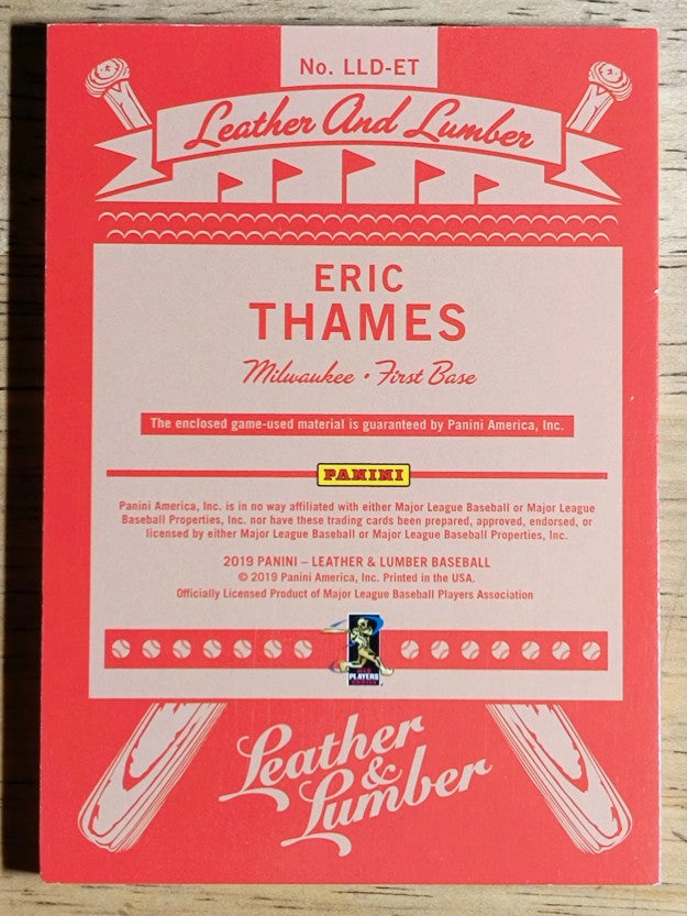 2019 Panini Leather and Lumber Dual Jersey Relics #8 Eric Thames/349