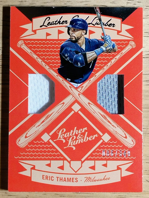 2019 Panini Leather and Lumber Dual Jersey Relics #8 Eric Thames/349