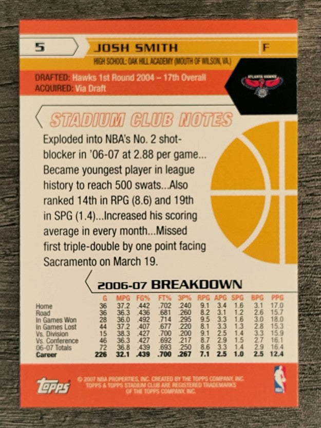 2007-08 Stadium Club #5 Josh Smith