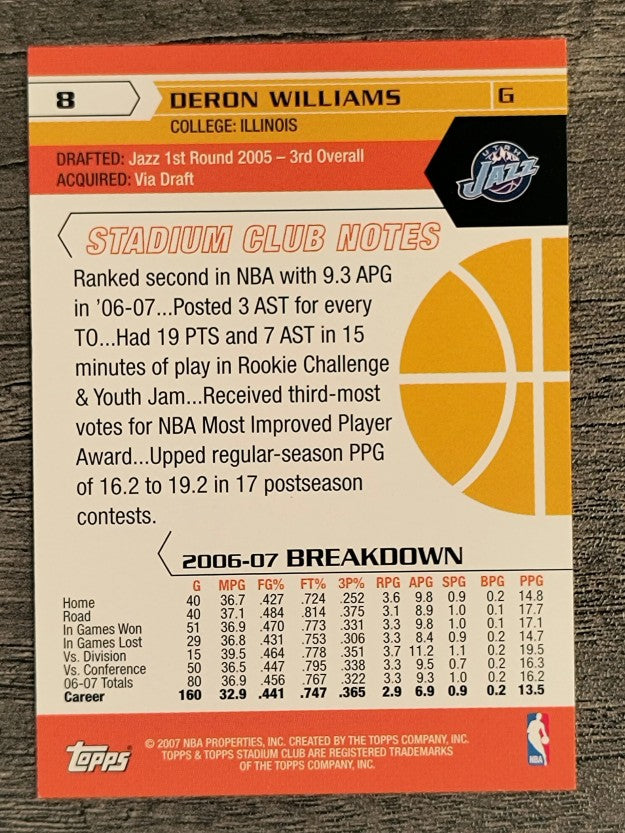 2007-08 Stadium Club #8 Deron Williams