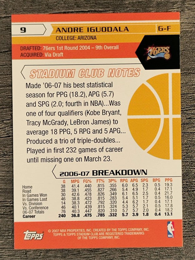 2007-08 Stadium Club #9 Andre Iguodala