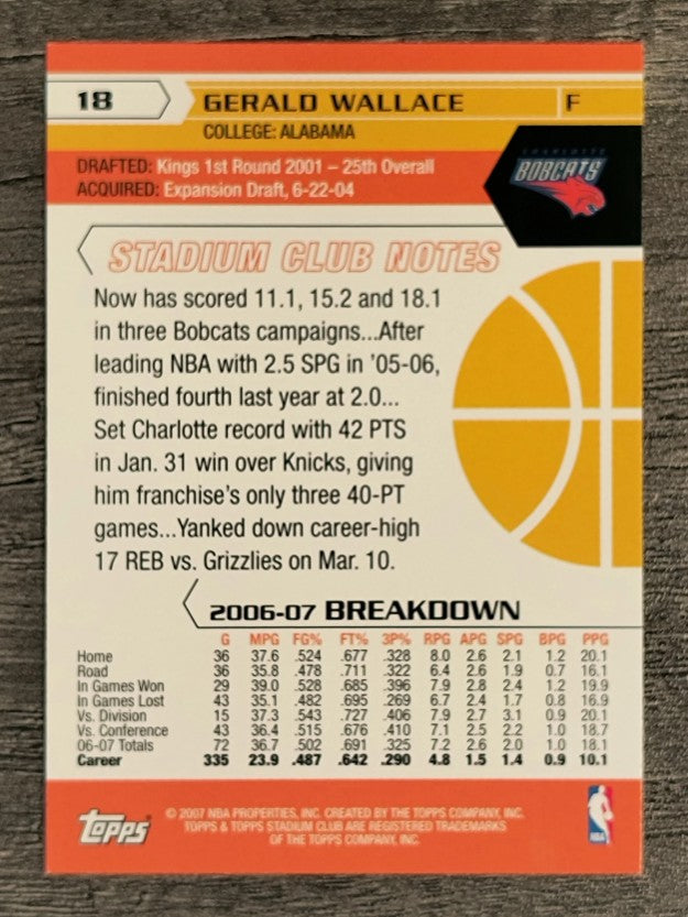 2007-08 Stadium Club #18 Gerald Wallace