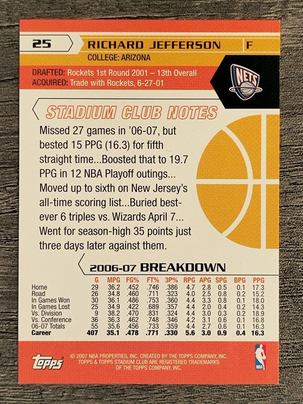 2007-08 Stadium Club #25 Richard Jefferson
