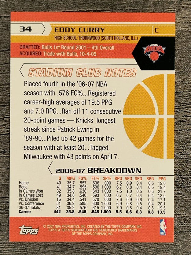 2007-08 Stadium Club #34 Eddy Curry