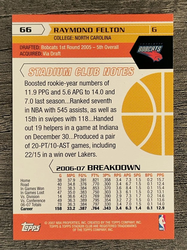 2007-08 Stadium Club #66 Raymond Felton