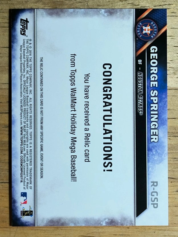 2016 Topps Walmart Holiday Snowflake Relics #RGSP George Springer