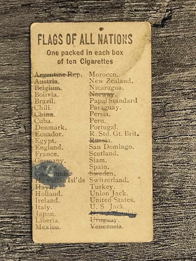 1887 Allen and Ginter Flags of All Nations N9 #49 Uruguay (GOOD)