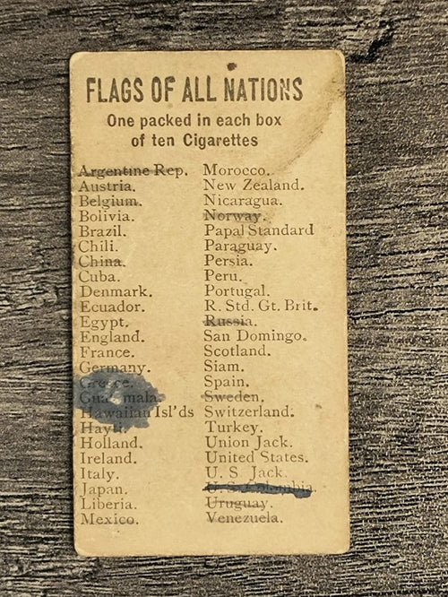 1887 Allen and Ginter Flags of All Nations N9 #49 Uruguay (GOOD)