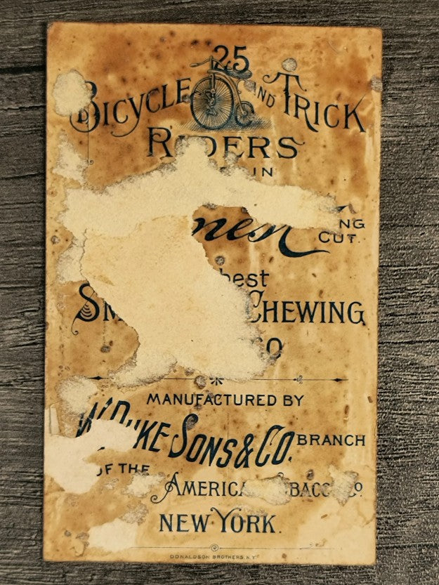 1891 Duke Bicycle and Trick Riders N100 #9 Pedal and Step Trick (trimmed)