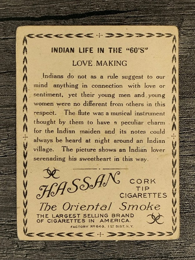 1910 American Tobacco Indian Life in the '60's T73 Hassan Backs Love Making (VG)