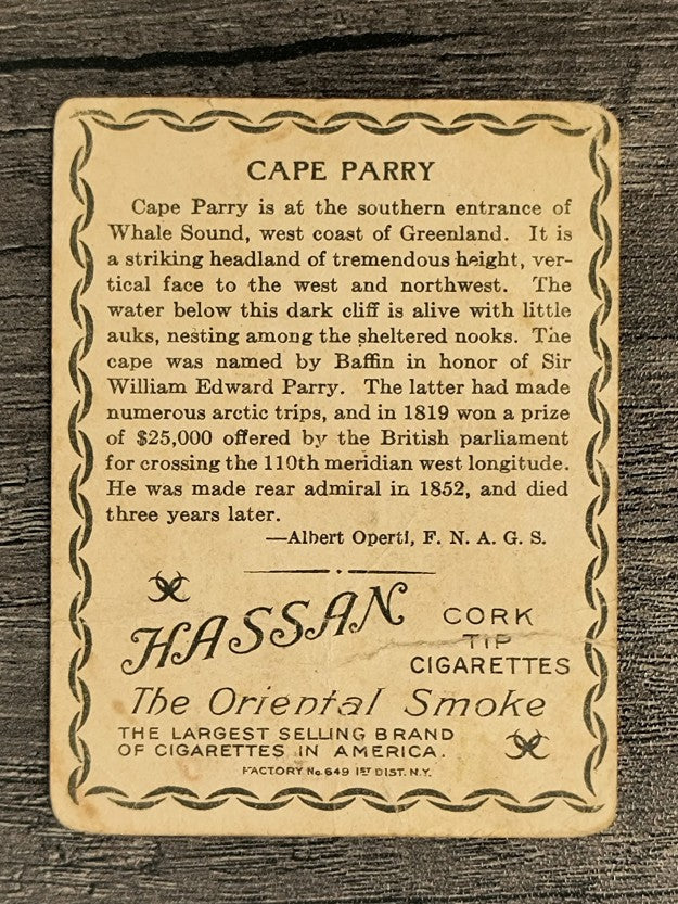 1910 Hassan Arctic Scenes T30 #8 Cape Parry (POOR)